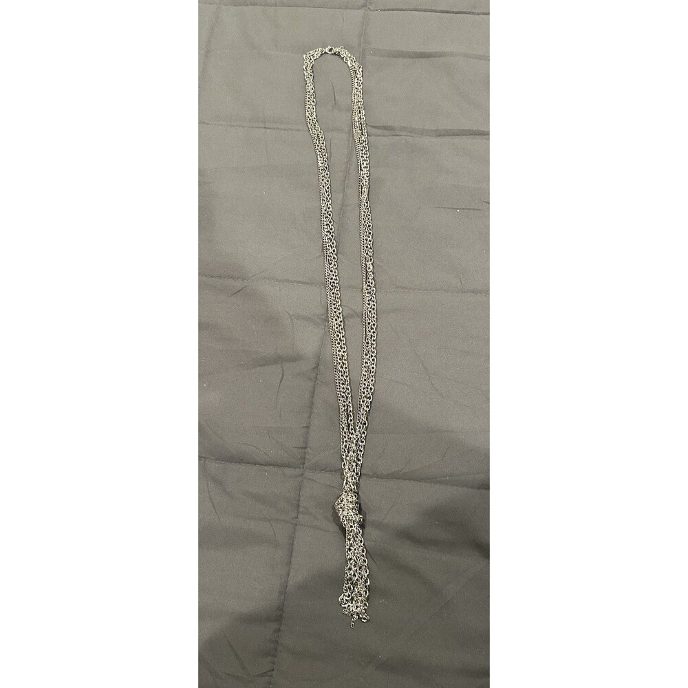 Silver Multiple Knotted 36” Long Chain Necklace
